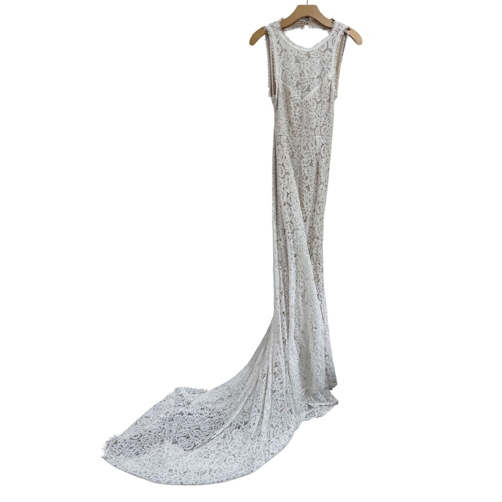 Lulus Love Everlasting White Floral Lace Mermaid Maxi Dress Wedding Gown Small
